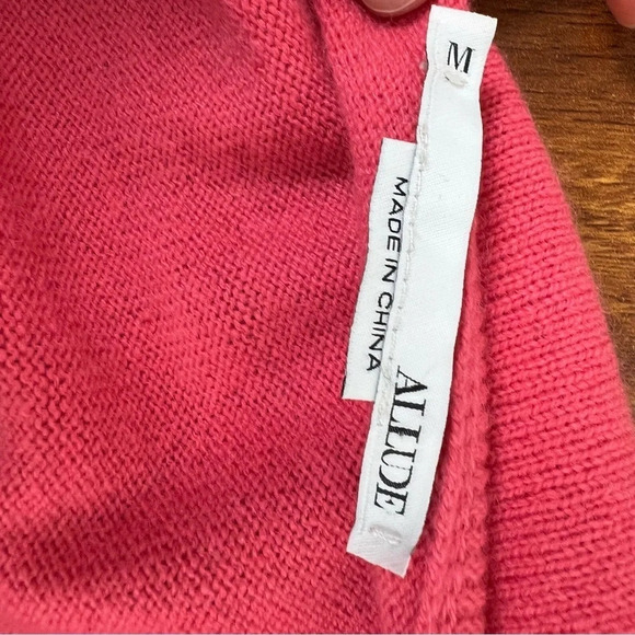 Allude 100% Cashmere Crop Tie Cardigan Short Sleeve Sweater Pink Size M - Picture 4 of 5